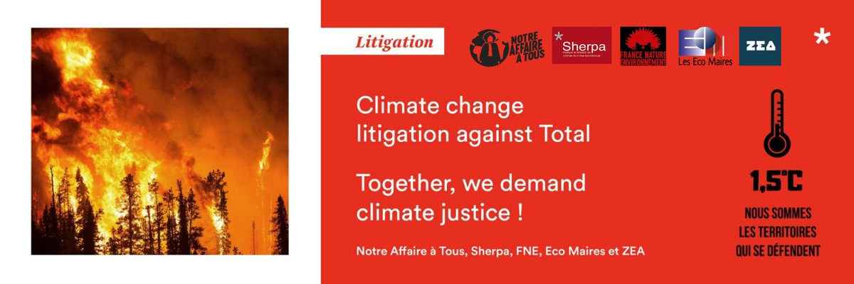 In bocca al lupo a <a href="/NotreAffaire/">Notre Affaire à Tous</a> che, con altre 4 associazioni e 14 amministrazioni locali, chiama in causa #Total, che ogni anno contribuisce all’1% delle emissioni totali a livello globale. Info su bit.ly/30YUMtm
#FacciamoCausa #TerritoiresQuiSeDéfendent