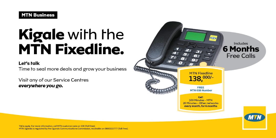 UgandaPodcasts's tweet photo. For any #business/organisation to operate efficiently,there must be a well established #communication.
This year,give your business the #deal it deserves with the #KigaleFixedLine starter pack from @mtnug .For more information,visit any of the MTN service centres. #MTNFixedLine https://t.co/F4j0wllfxw