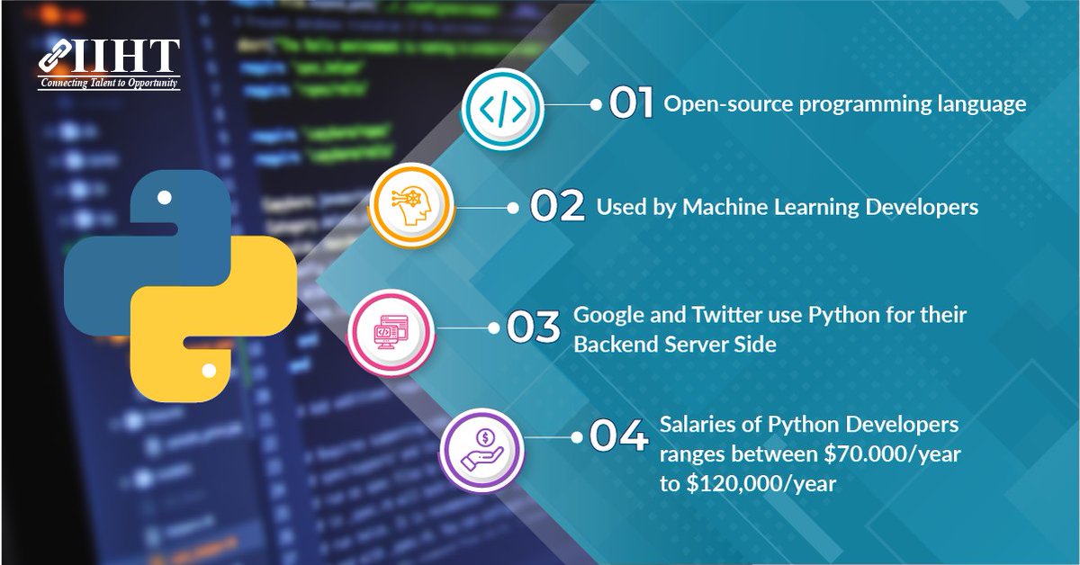 IIHT_India's tweet photo. #PythonProgramming Language is the most common language to learn in 2020. #Python Python is easy to learn and syntax is simple to understand, get trained by our experts at IIHT and for more information
Visit https://t.co/x3ezgp9Awb
#PythonDeveloper #PythonCode #IIHT2020 https://t.co/9ypfmBw7jJ