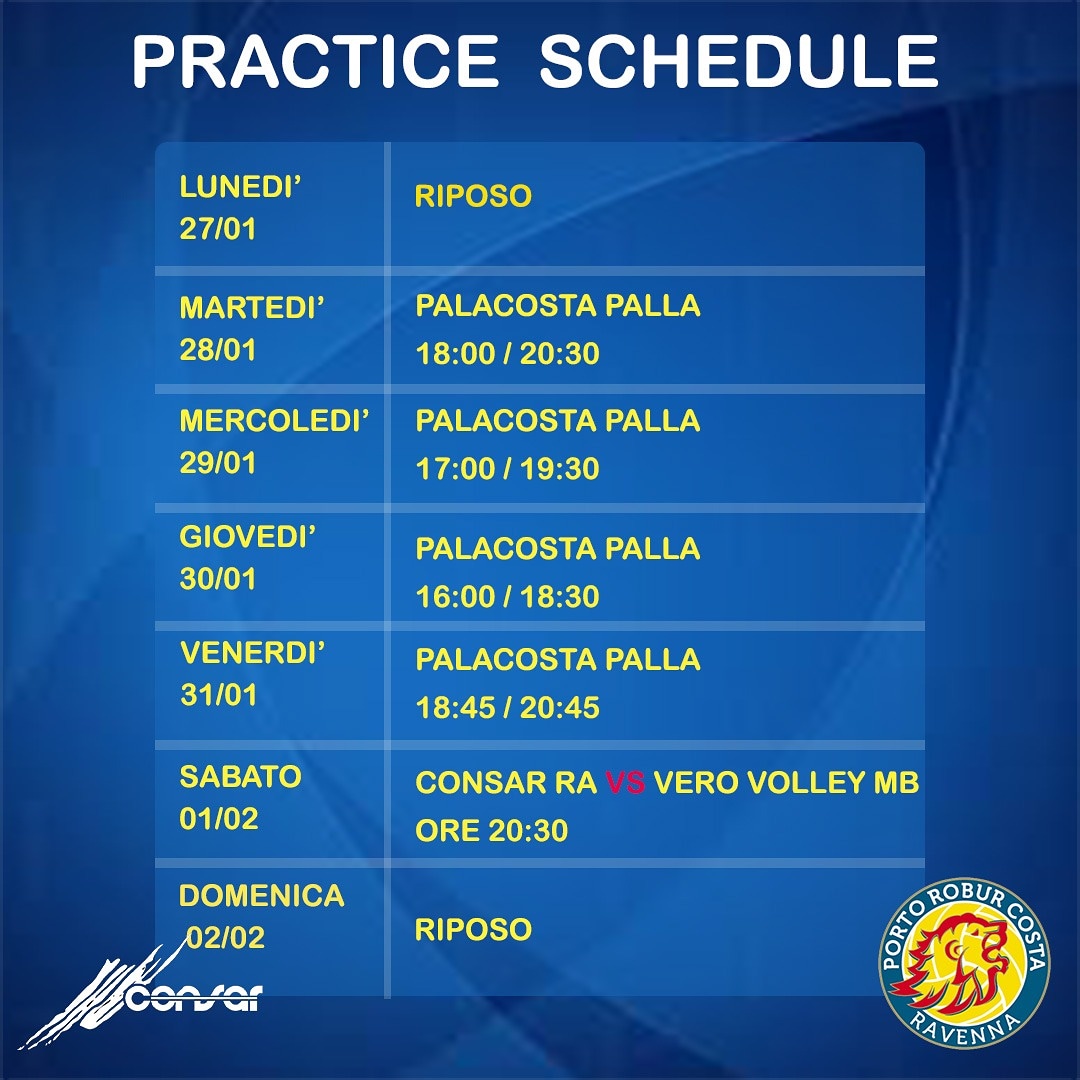 NEW WEEK 💥💣🗓🏋️‍♂️
#consarpracticeschedule #newweek #consarravenna #avantileoni #volley #volleyball #superlega