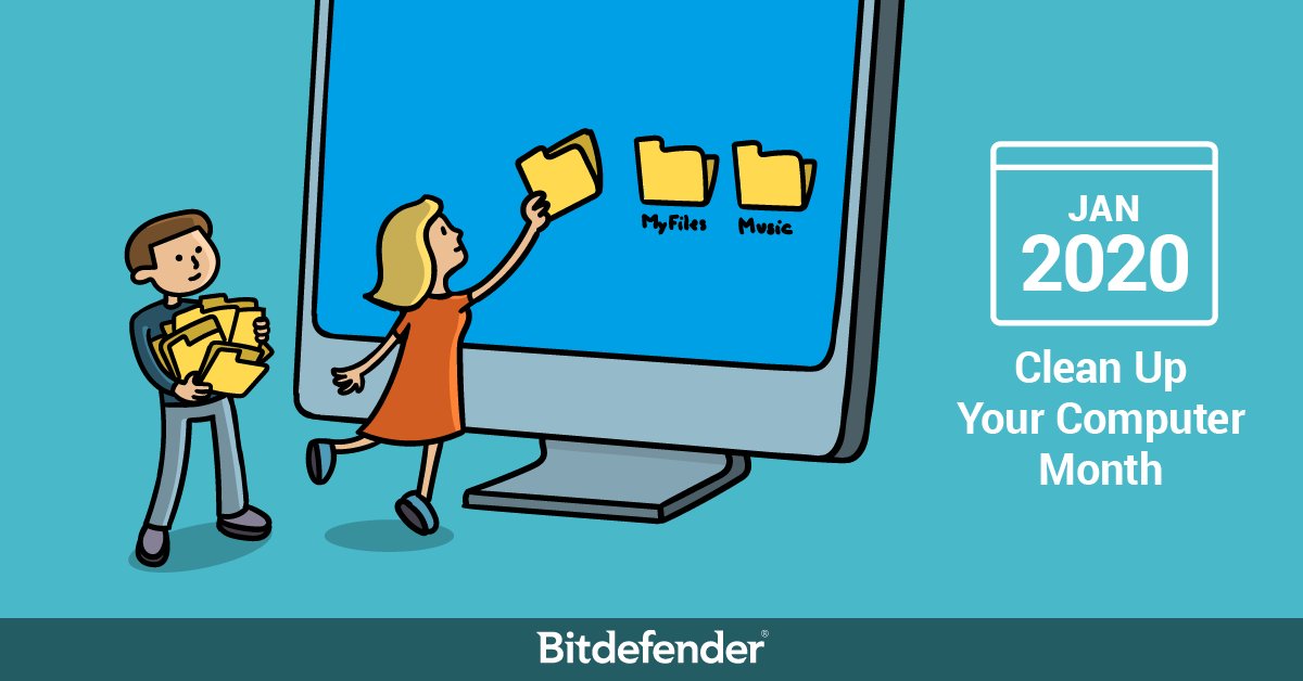 Bitdefender's tweet image. Spring cleaning might be a few months away, but here&apos;s something you can do today: clean up your computer. You&apos;ll get free space, better performance on your apps and, especially, that elusive digital good mood! #CleanUpYourComputerMonth