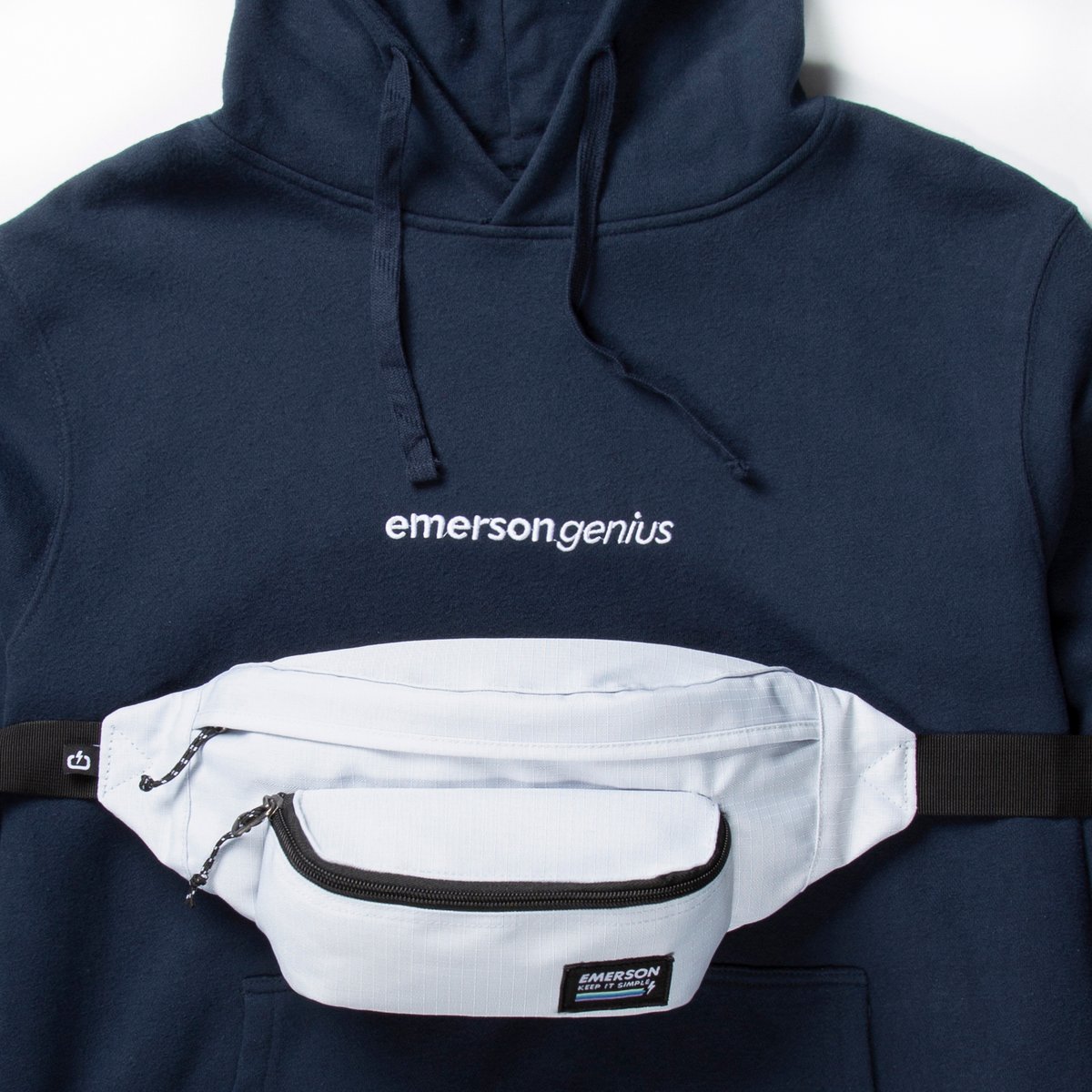 Emerson Genius Pullover Hoodie With Emerson Genius Embroidery Emerson Waist Bag With An Extra Front Zip Compartment Click T Co Mlm1kxedr9 For More Emerson Emersongenius Emersoncompany Keepitsimple Fw T Co