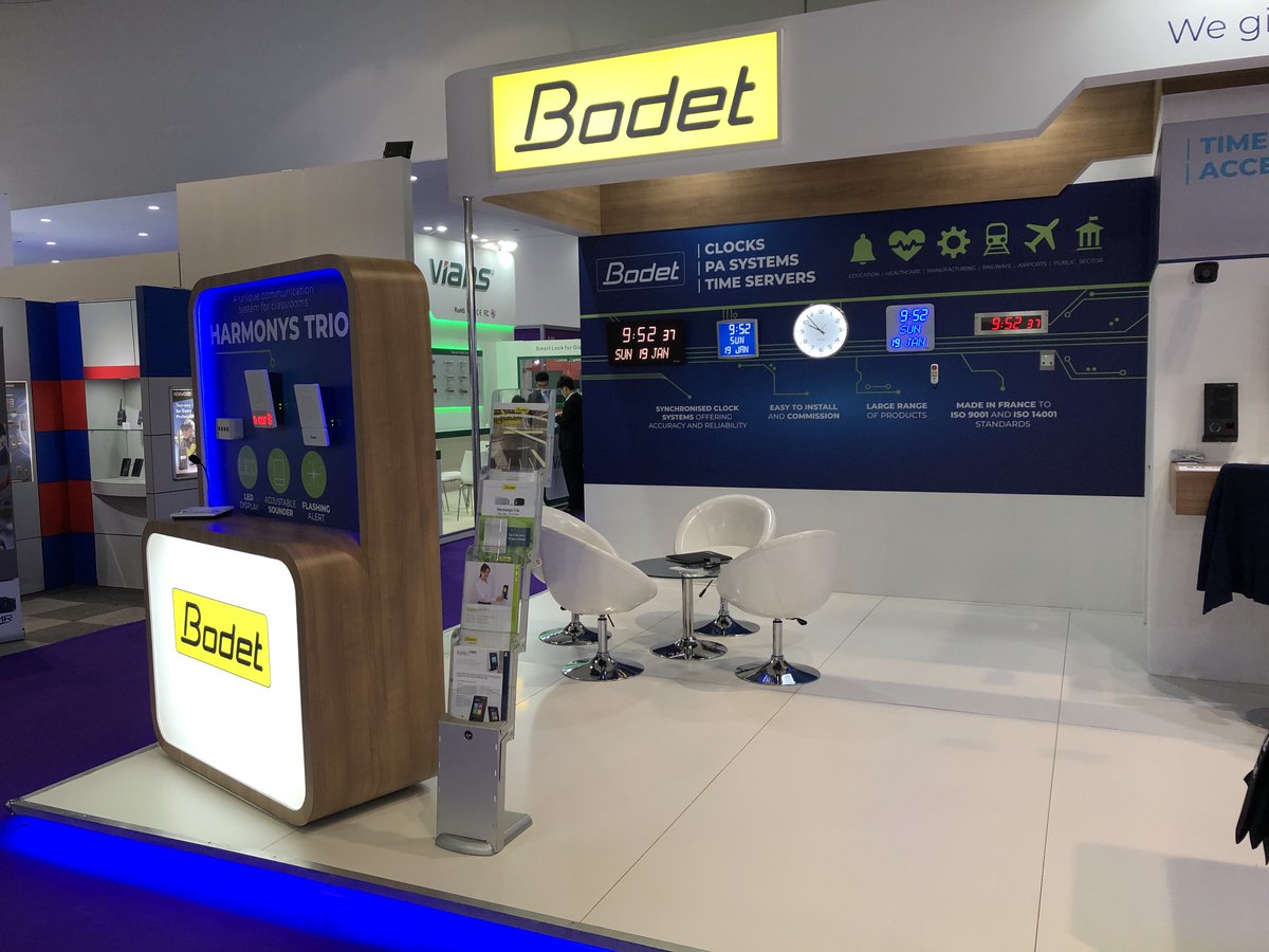 bodet's tweet photo. [TRADE FAIR]
The #BodetTime team is happy to welcome you to its stand during this edition of @IntersecExpo in Dubaï! 🇦🇪
We hope that this New Year 2020 will be rich in collaborations! 🕑📡📣
Back to the 2020 edition: https://t.co/WsUjKEncA0 https://t.co/vsaZ1q3SON