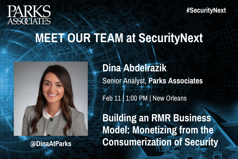 .<a href="/ParksAssociates/">Parks Associates</a> Senior Analyst <a href="/DinaAtParks/">Dina Abdelrazik</a> will be speaking at <a href="/SSN_Talks/">Security Systems News</a>’ #SecurityNext Conference on Feb 11. Join Dina and other industry experts by registering here: bit.ly/3aRNsof