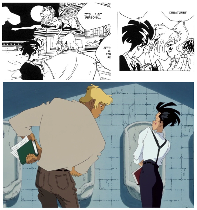 these are the originals, the top is actually two separate moments in the comics (lucas smokes a lot around adrian) and the bottom is official production art for the show! 