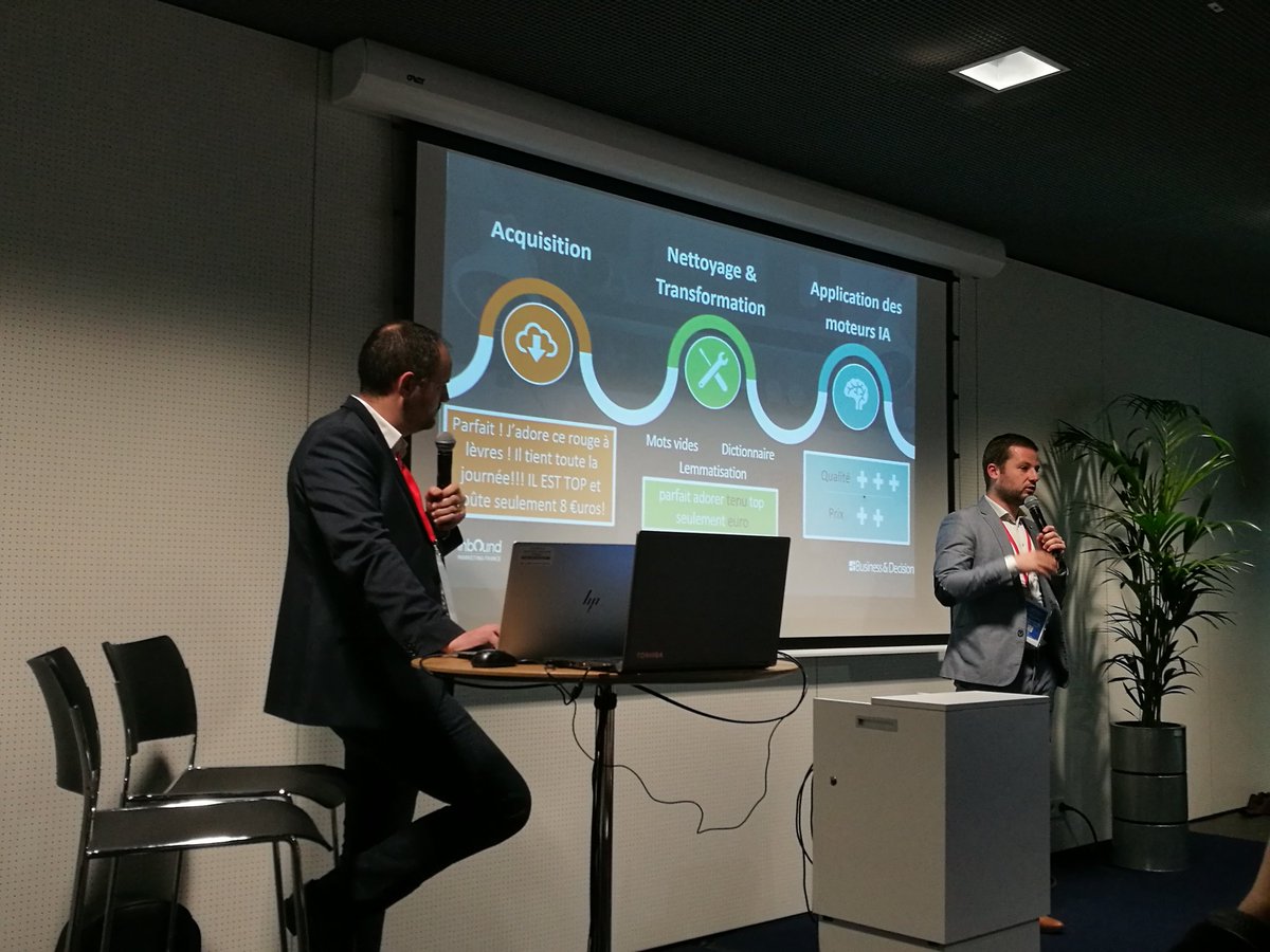 #IMF20 <a href="/ErJosse/">Erwan JOSSE</a> <a href="/cedric_missoffe/">Cédric Missoffe</a>
Topic &amp; sentiment analysis. 3 étapes pour le traitement du texte collecté : 
1. Acquisition
2. Nettoyage et transformation
3. Applications des moteurs IA
#dataanalyse #inboundmarketing