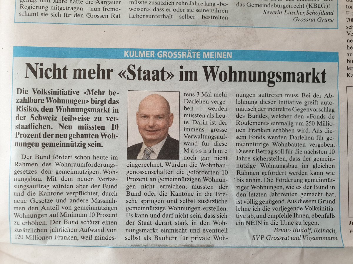 Vizeammann's tweet photo. #WynentalerBlatt #MieterverbandsinitiativeNEIN #SVP https://t.co/5Of3D4sIT6