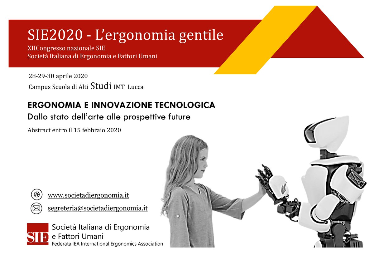Il Nudging integrato in paradigmi socio-tecnici al servizio delle persone. Iniziative, progetti, ricerche, risultati saranno temi della sessione Ergonomia e Innovazione tecnologica del Congresso #sie2020. La call for papers è aperta!  societadiergonomia.it/congresso-nazi…