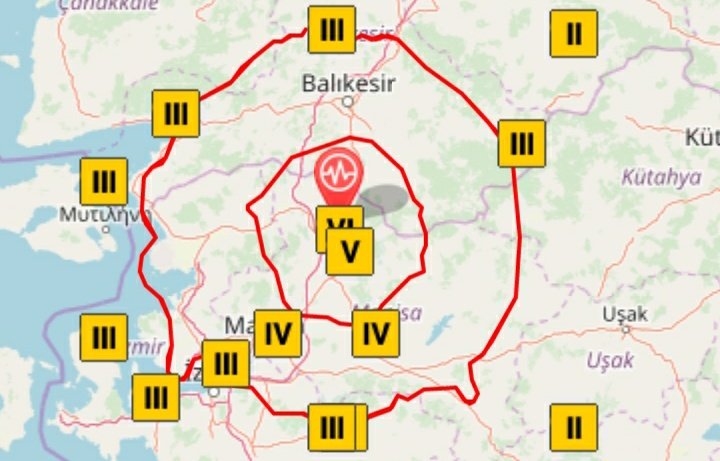 DepremSon's tweet photo. 5.1'lik Manisa depreminin hissedildiği yerler. https://t.co/vqgKkoaN2k