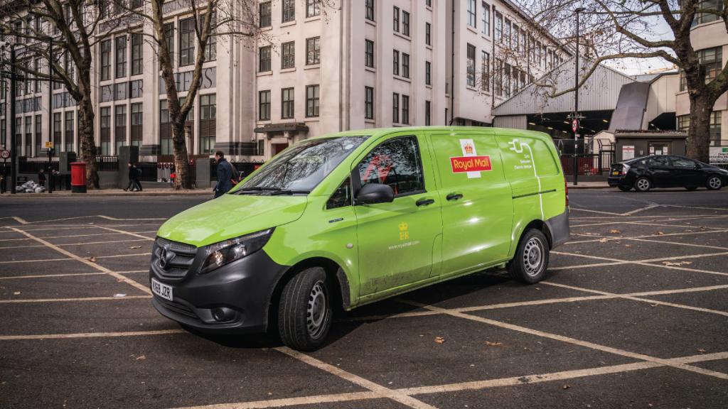 Electric van on the road