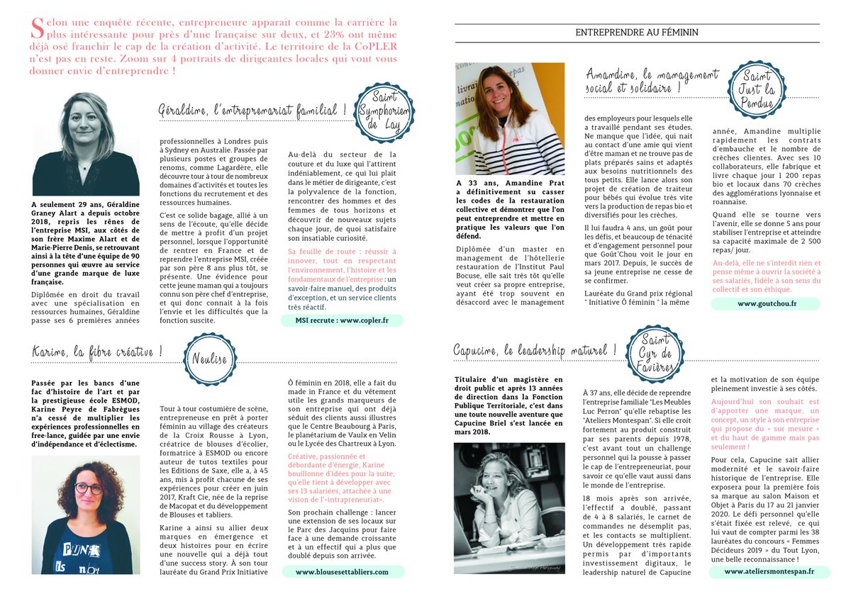 AlexandraDaval's tweet photo. L'#entrepreneuriat féminin à l'honneur dans le nouveau #Copler Mag. Découvrez 4 portraits de dirigeantes qui vont vous donner envie d'#entreprendre ! #deveco https://t.co/VITUnHq9EX