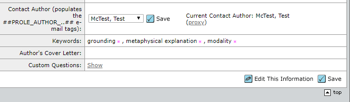 Screenshot of an academic journal online submission system, with some keywords