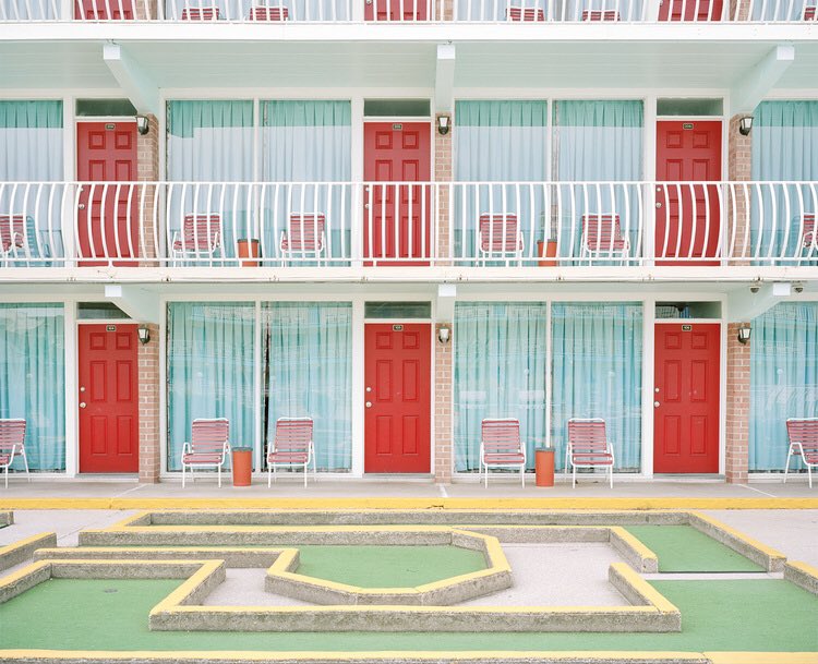 presentcorrect's tweet photo. The colourful delights of off season motels in New Jersey. 
https://t.co/5k5VRx0lTc

Via @edwardmbishop @creativeboom https://t.co/YaSPJMqj13