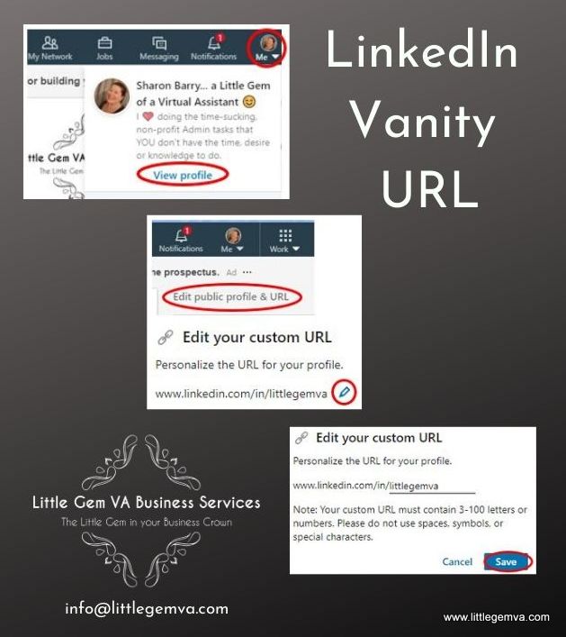 littlegemva's tweet image. #TopTipTuesday
LinkedIn Vanity URL… Do you know what it is and do you have one?
This is my LinkedIn URL (the vanity bit is because it has my business name in it 😉)
lnkd.in/gaeB8ZJ
(click the pic to see how to do yours)
#LindedIn #VanityURL #LittleGemVA #VirtualAssistant