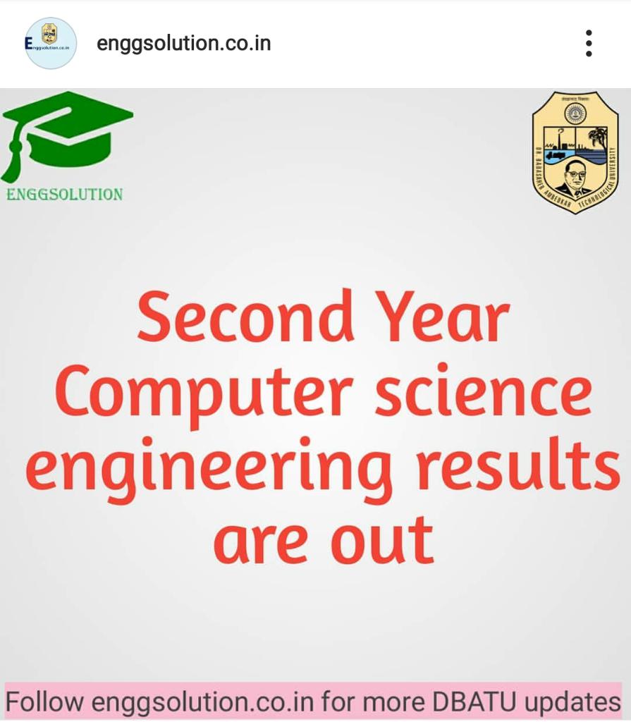 DbatuUniversity's tweet photo. Second year computer science engineering results out.. https://t.co/bOkF0mGfci