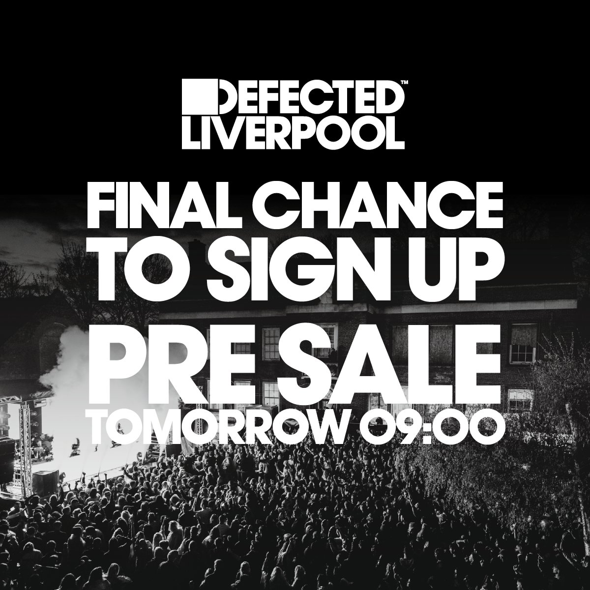 AsylumEvent's tweet image. Final chance to sign up for exclusive pre-sale access to Defected Liverpool at The Asylum, Newsham Park

Pre-sale live tomorrow 9am (GMT)

👉 asylumevent.com/defected