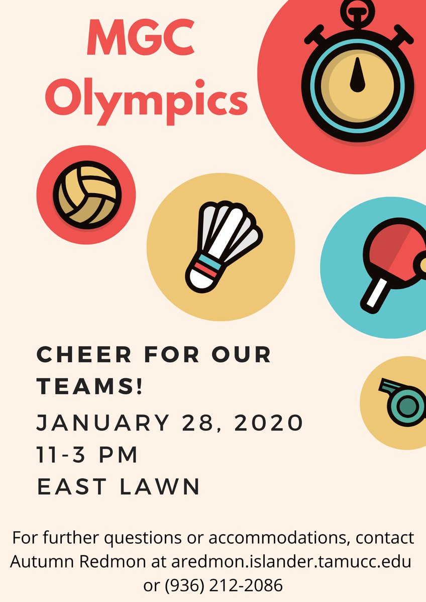 Get ready to cheer for your teams and participate in today’s MGC Olympics!!!