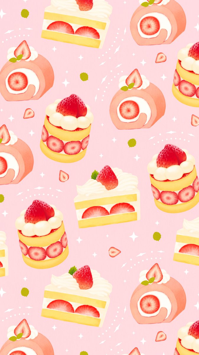 Omiyu お返事遅くなります いちごスイーツな壁紙 Illust Illustration 壁紙 イラスト Iphone壁紙 ケーキ Cake