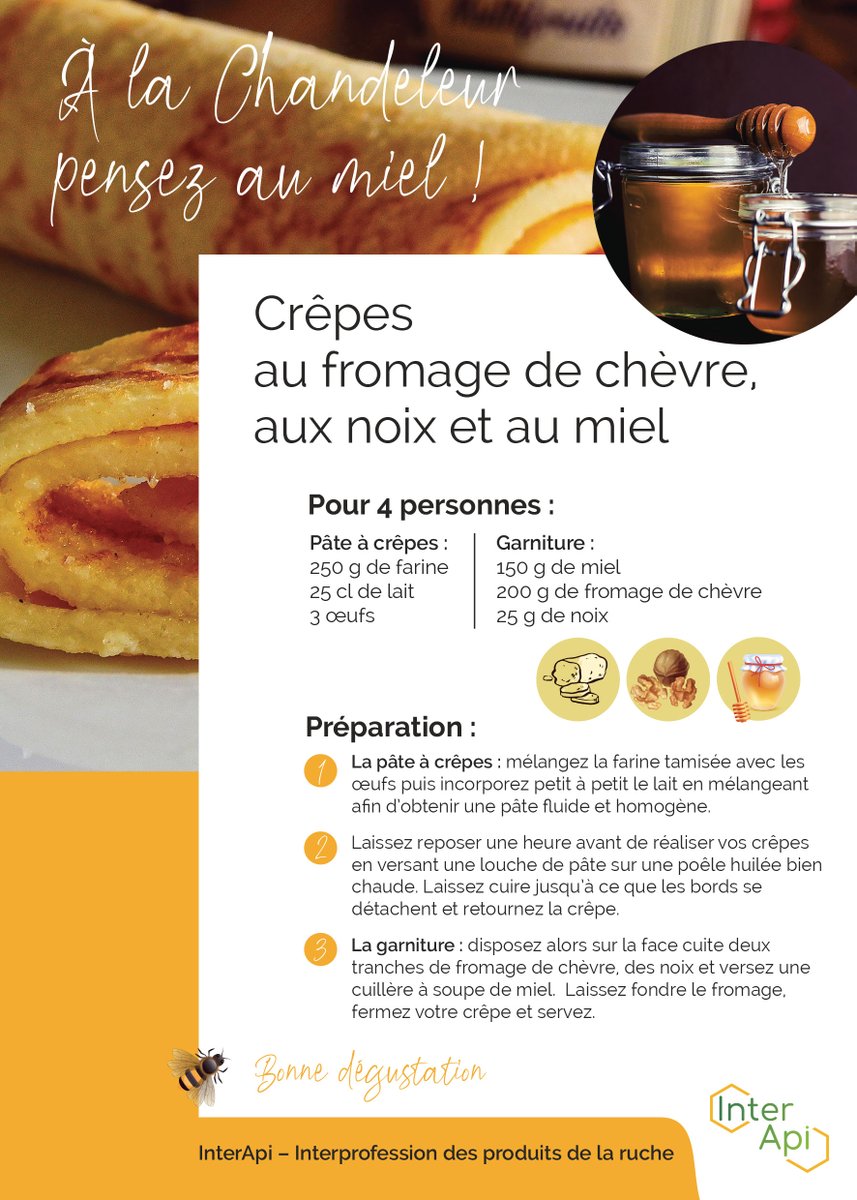 UNAFapiculture's tweet image. A la #chandeleur, pensez au miel! 🥞🍯
#Interapi #miel #crêpes 
bit.ly/2GwJ1kI