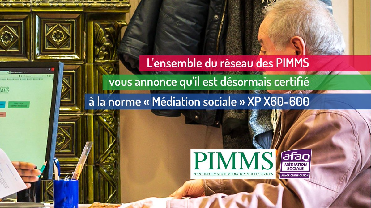 📰BREAKING NEWS : Le réseau des #PIMMS est certifié AFNOR sur la #MédiationSociale. Un grand merci à tous les acteurs engagés dans ce processus ! #fierté #pimms #viederéseau