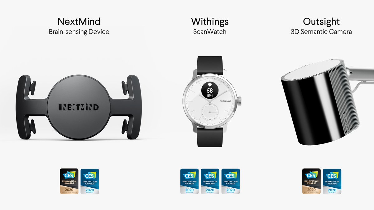 pgarner_elium's tweet photo. We are proud to announce that we received 7 CES Innovation Awards 2020 including 2 Best of Innovation with #outsight #nextmind #withings - #innovation #eliumstudio #design https://t.co/MJbw45858Y