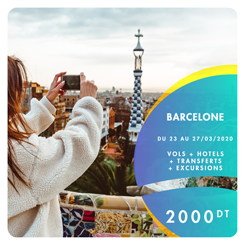 mytunisie's tweet photo. Voyage à Barcelone du 23 au 27 Mars 2020 - Vacances Mars 2020 - 04 Nuits / 05 Jours à 2000 dt (possible par facilité) Pour réserver en ligne ➡ https://t.co/q3gJ8YFqZX
Info 94 686 940 / 71 798 644 💻 https://t.co/iELCeLmDgt https://t.co/ST1cdv2jF6