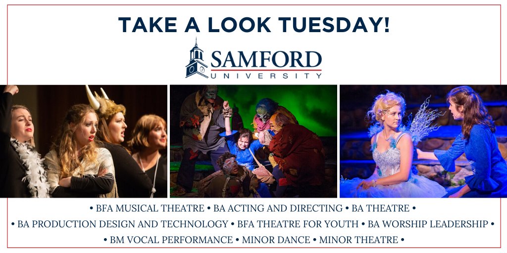 TAKE A LOOK TUESDAY! <a href="/SamfordArts/">Samford Arts</a> develops the whole person in a collaborative creative community to impact the world as storytellers and artists. Their mission is a commitment to character, ethics, and artistic excellence. Final audition weekends are Jan. 31-Feb. 1 and Feb 21-22