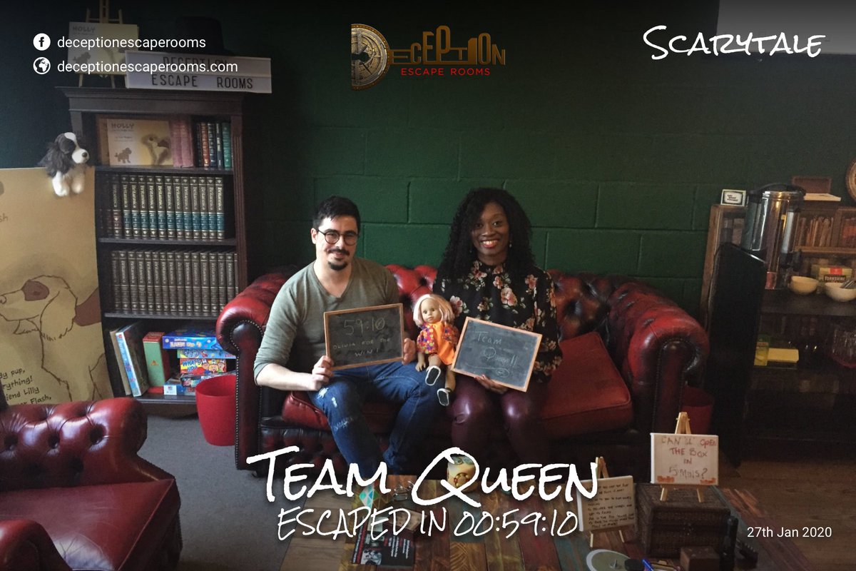 DeceptionRooms's tweet photo. Happy birthday escape to Team Queen, well done on rescuing Olivia! #ThisMorning #TuesdayThoughts #TuesdayMotivation #snow #booktoday #bookforsunday #matlock #matlockfun #Derbyshire #booknow https://t.co/F3sx4byAaX