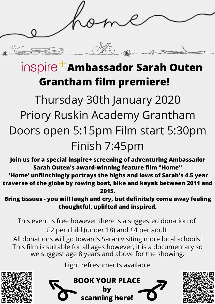 Not sure what to do this Thursday night? Why dont you come and see our ambassador @SarahOuten film premier taking place at <a href="/PrioryRuskin/">Priory Ruskin</a> learn all about her amazing 4.5 year around the world trip and the reasons behind her journey! #HealthyHappyActive #filmpremier #Grantham