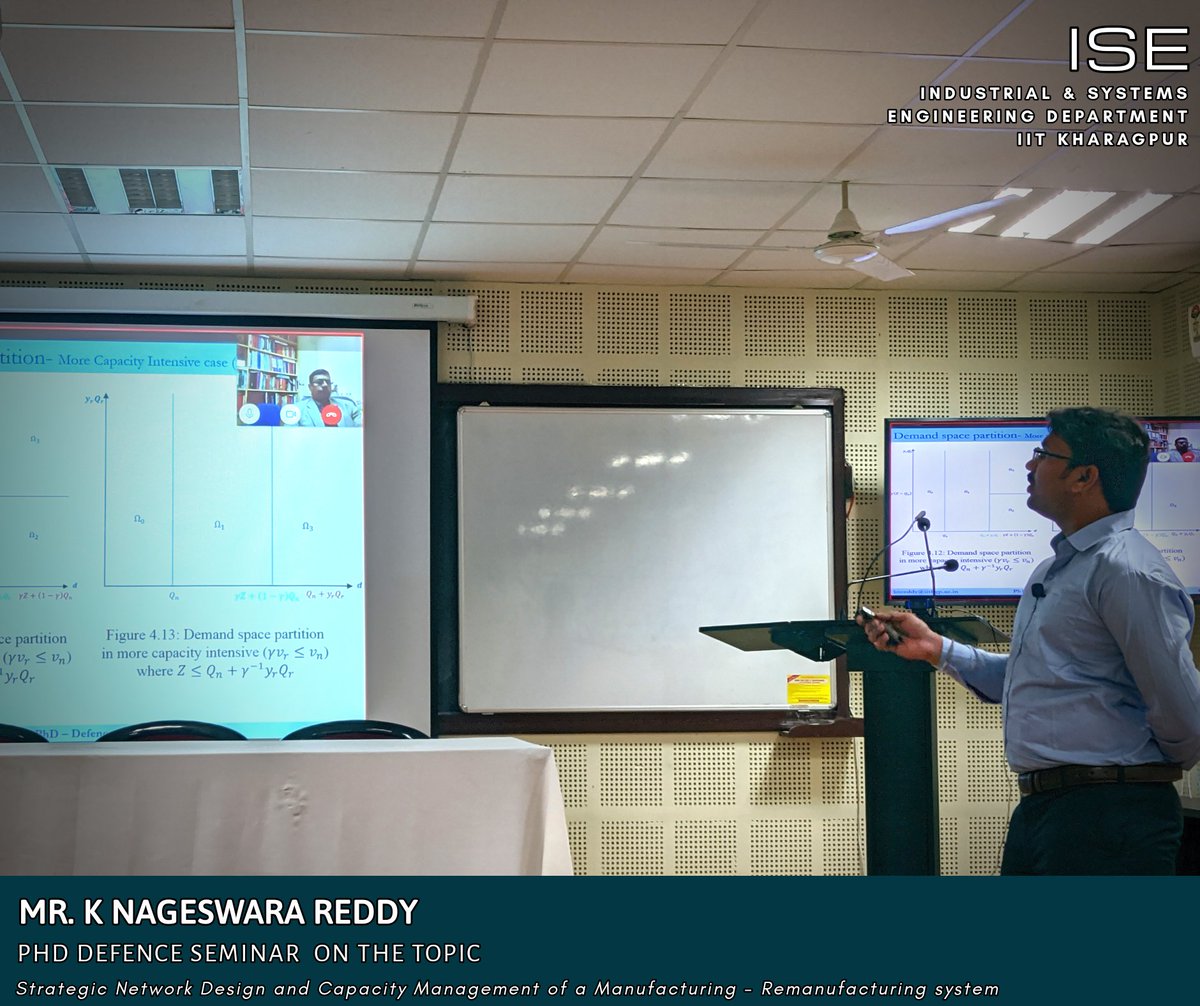 DeptISEIITKGP's tweet photo. We congratulate Mr. K Nageswara Reddy @knreddy151
for the successfully defending his #PhD thesis entitled “#StrategicNetwork Design and #CapacityManagement of a #Manufacturing- #Remanufacturing system" under the supervision of Prof. Akhilesh Kumar. https://t.co/mVP5lpolVW