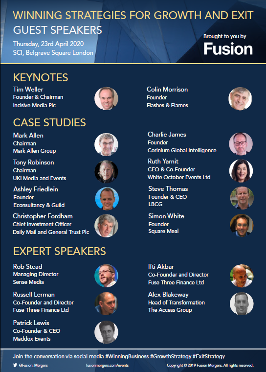 Fusion_Mergers's tweet image. We are extremely proud to share the latest #agenda for our forthcoming #event for the #media sector with an excellent line-up of guest speakers shorturl.at/AEJK8
Delegate tickets are already selling fast so secure yours now fusionmergers.com/events #strategy #BusinessGrowth