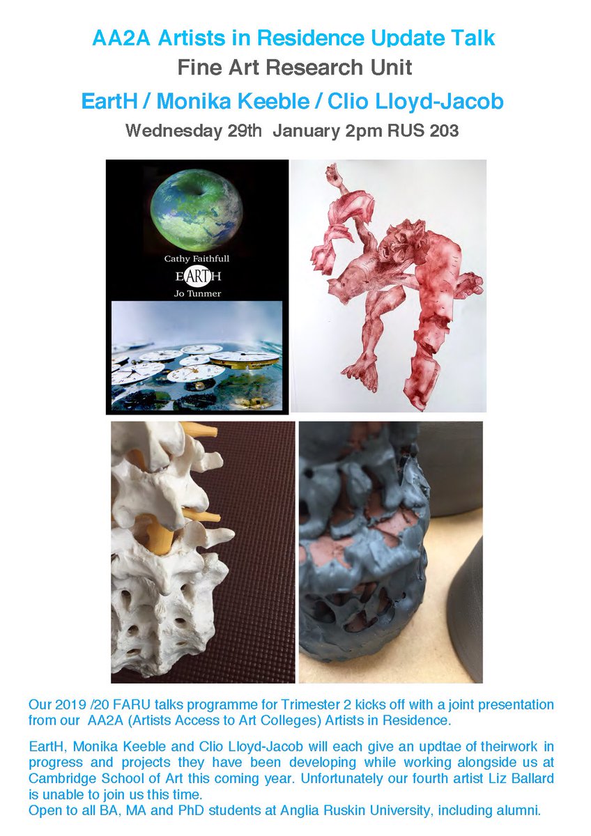 Fine Art Research Unit talk @AA2Aproject @ARUCreative Wed 29 Jan 2pm Room RUS203. @faithfull_cathy and @JoTunmer will be talking about their #artresidency progress to date. #cambridge #cambridgeart #cambridgeartists #contemporaryart #ClimateChange #changinglandscape