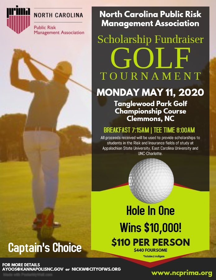 NC_PRIMA's tweet photo. The 2020 NCPRIMA Annual Scholarship Golf Tournament registration has gone live.   This is a great opportunity to network with insurance and risk professionals from across NC, all while supporting future insurance experts.  Head over to https://t.co/Mib3pAXTME to register. https://t.co/1rDwUG8htm