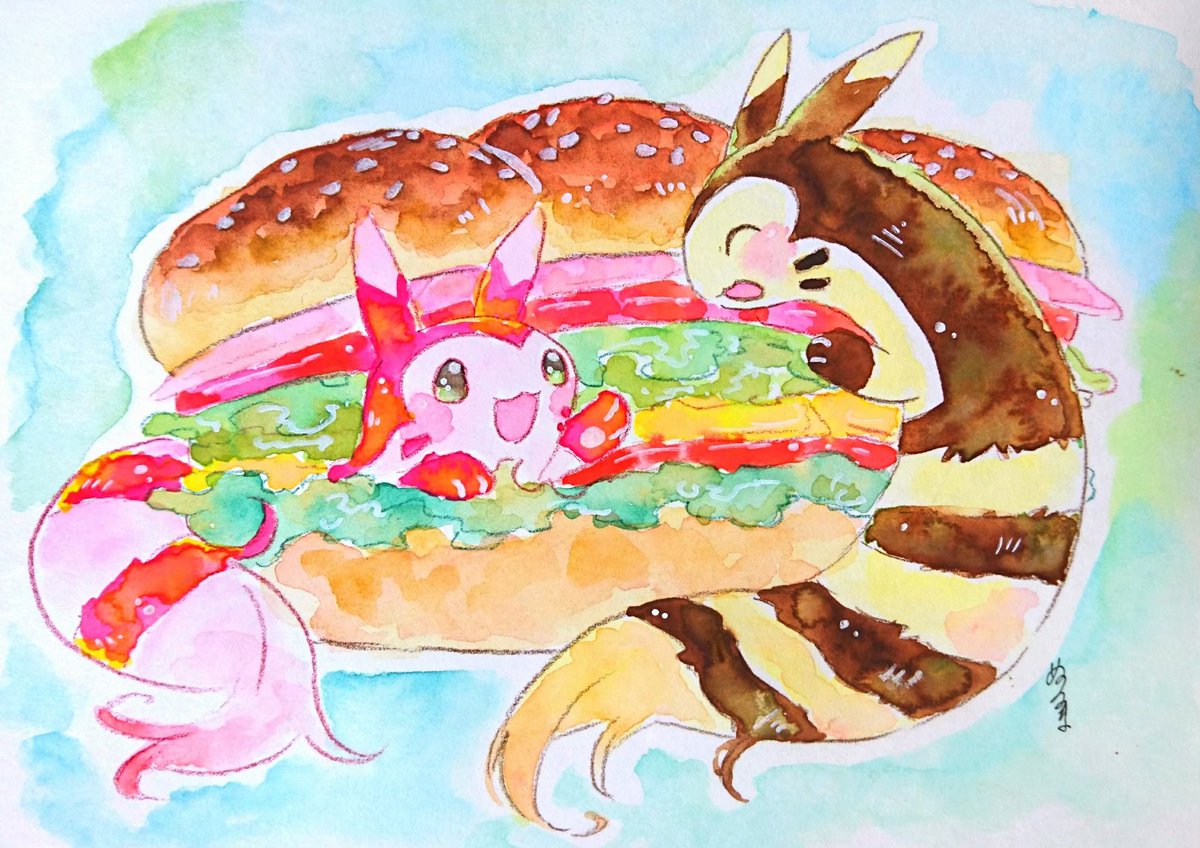 ポケモン「ポケモンと食べ物 」|▹▸ぬるまのイラスト