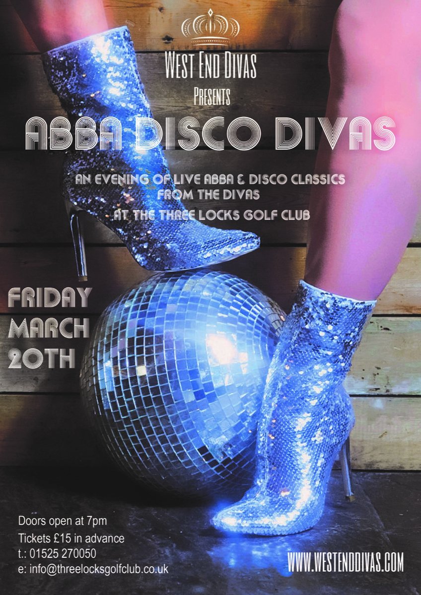 3locksgc's tweet photo. Pre paid tickets available now !! Abba Disco Divas at The Three Locks Golf Club 20th March 2020 at 7pm. https://t.co/VlccRyXHci