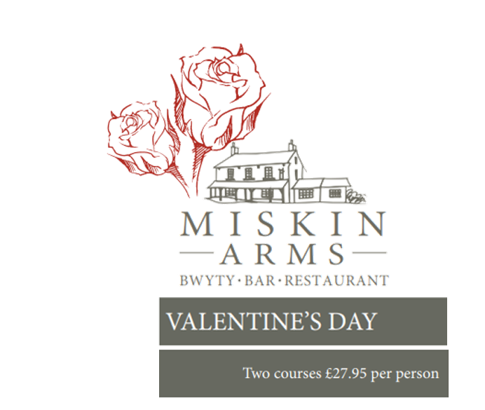 Have you booked your table for Valentine's Day this year?
Give our 2 course set menu a chance, we won't fail to impress you!

#VALENTINESDAY
#VALENTINES
#LOVE
#TOGETHER

#MISKINARMS
#PONTYCLUNRESTAURANT
#RESTAURANT
#WALES
#FOOD
#WINE