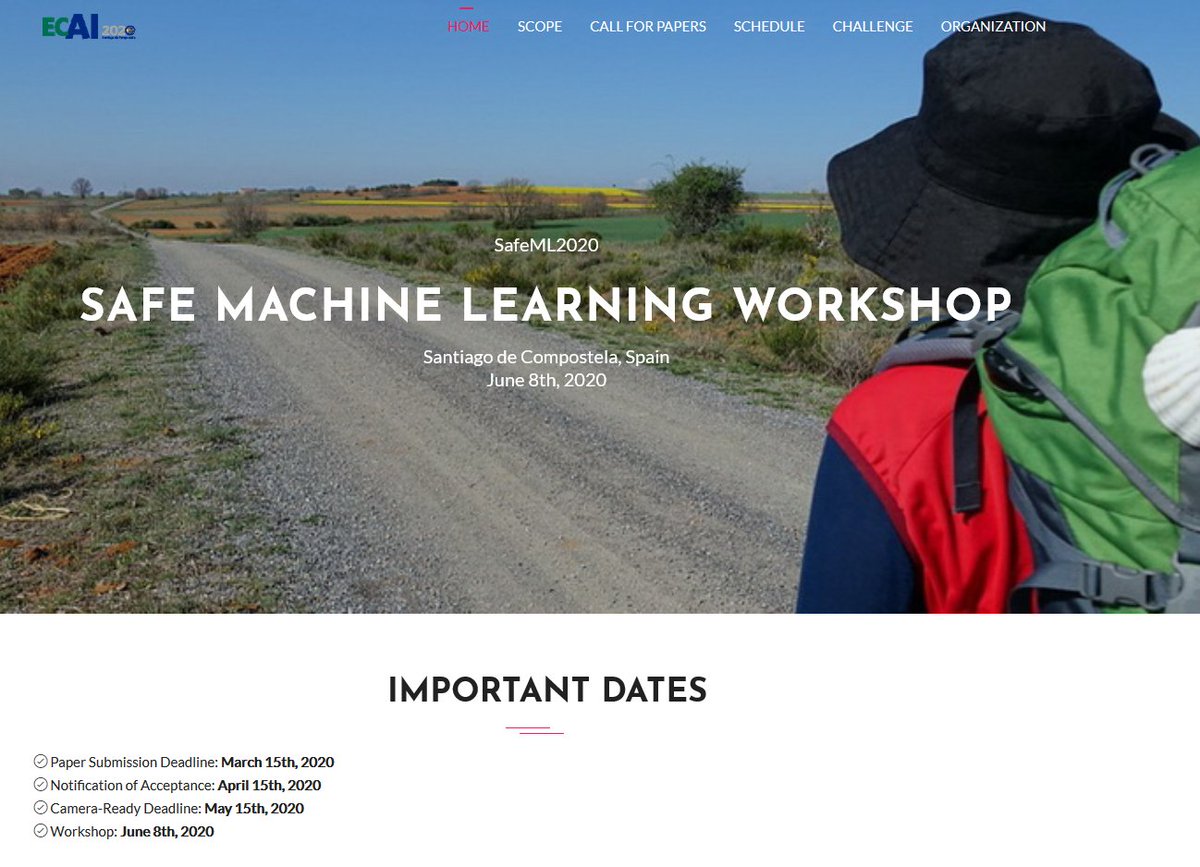 luismunozgz's tweet photo. We're organizing the Safe Machine Learning Workshop #safeml at @ECAI2020
Submission deadline: 15th March
https://t.co/Ast2DNkOgY
We're looking forward to your papers! 😉 https://t.co/FWnZvHPRfD