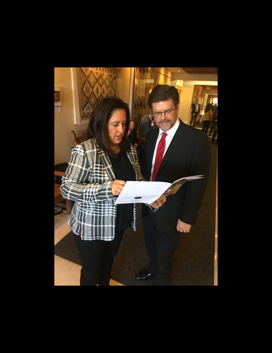 NMDefenders's tweet photo. The brains behind the budget: Deputy Chief Cydni Sanchez and Chief Public Defender Bennett Baur refresh before addressing legislators. Funding for indigent defense is a must! This is also #publicdefenderlife. https://t.co/j0cH5STaqg