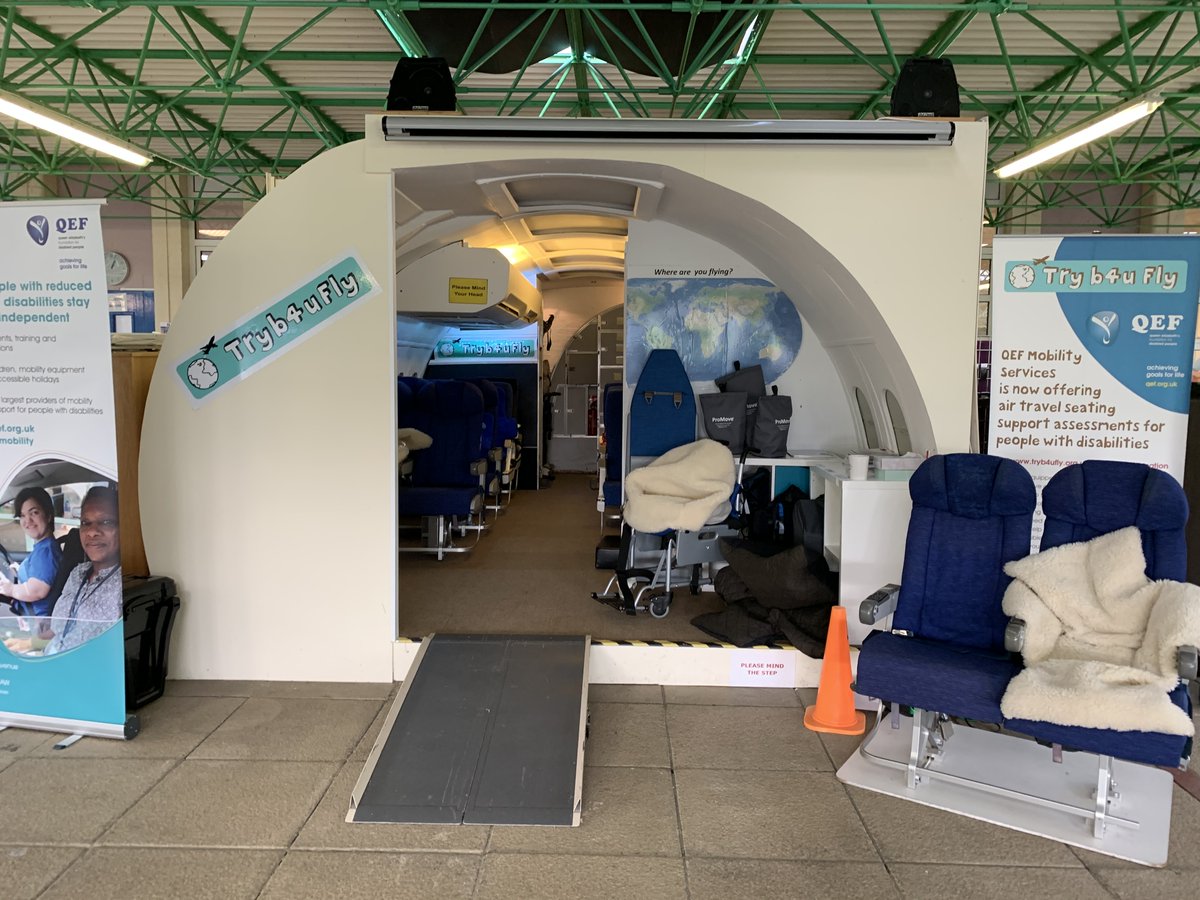 flyingdisabled's tweet photo. Super day at @QEF_Aviation with @graham_race and @acumen_da Examining creative solutions for #WheelchAIRtravel The tangible in house airline cabin really helps the thinking without having to fly #FlyingForAll https://t.co/XO7tVOzMnN