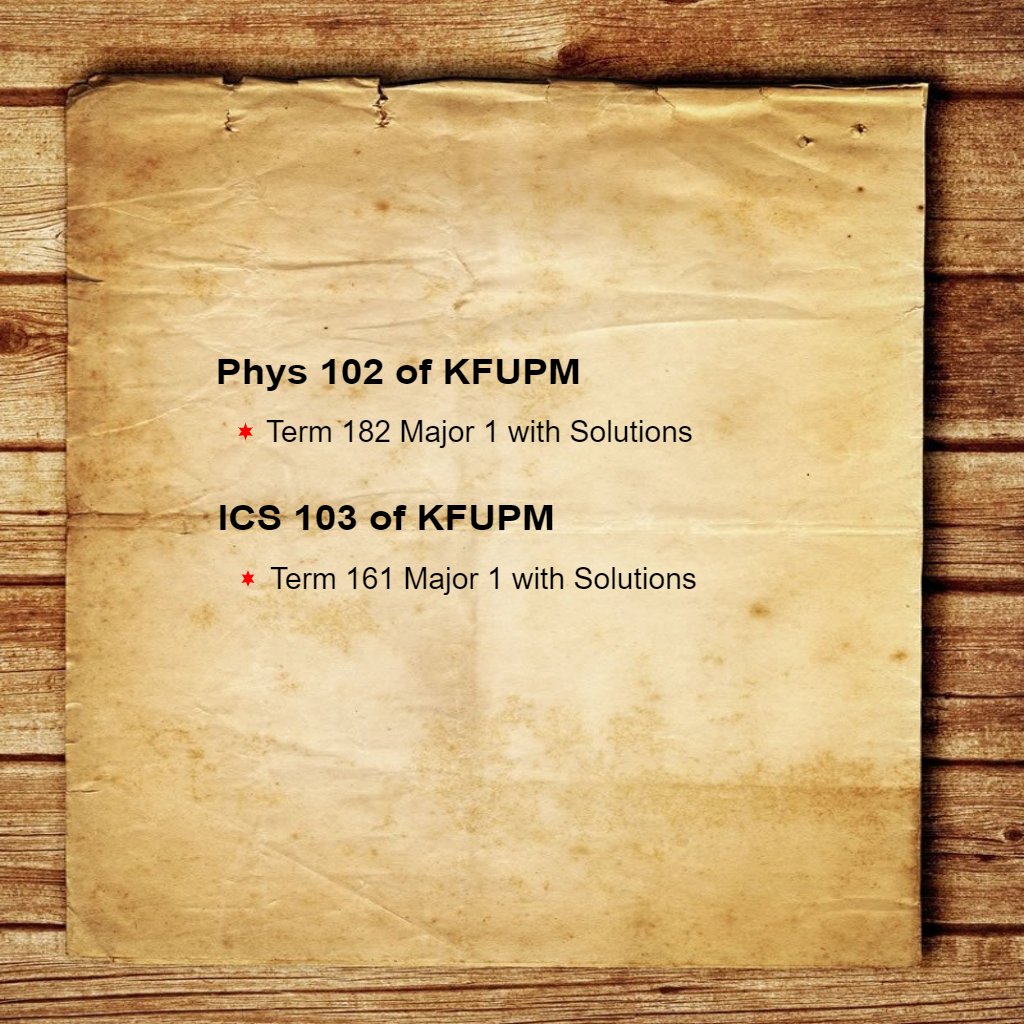 Studytogain's tweet photo. New solutions got added to https://t.co/DLFBeQb3vT for the courses #Phys102 and #ICS103 of #KFUPM.
Study smarter with studytogain! https://t.co/C0BjgyZORf