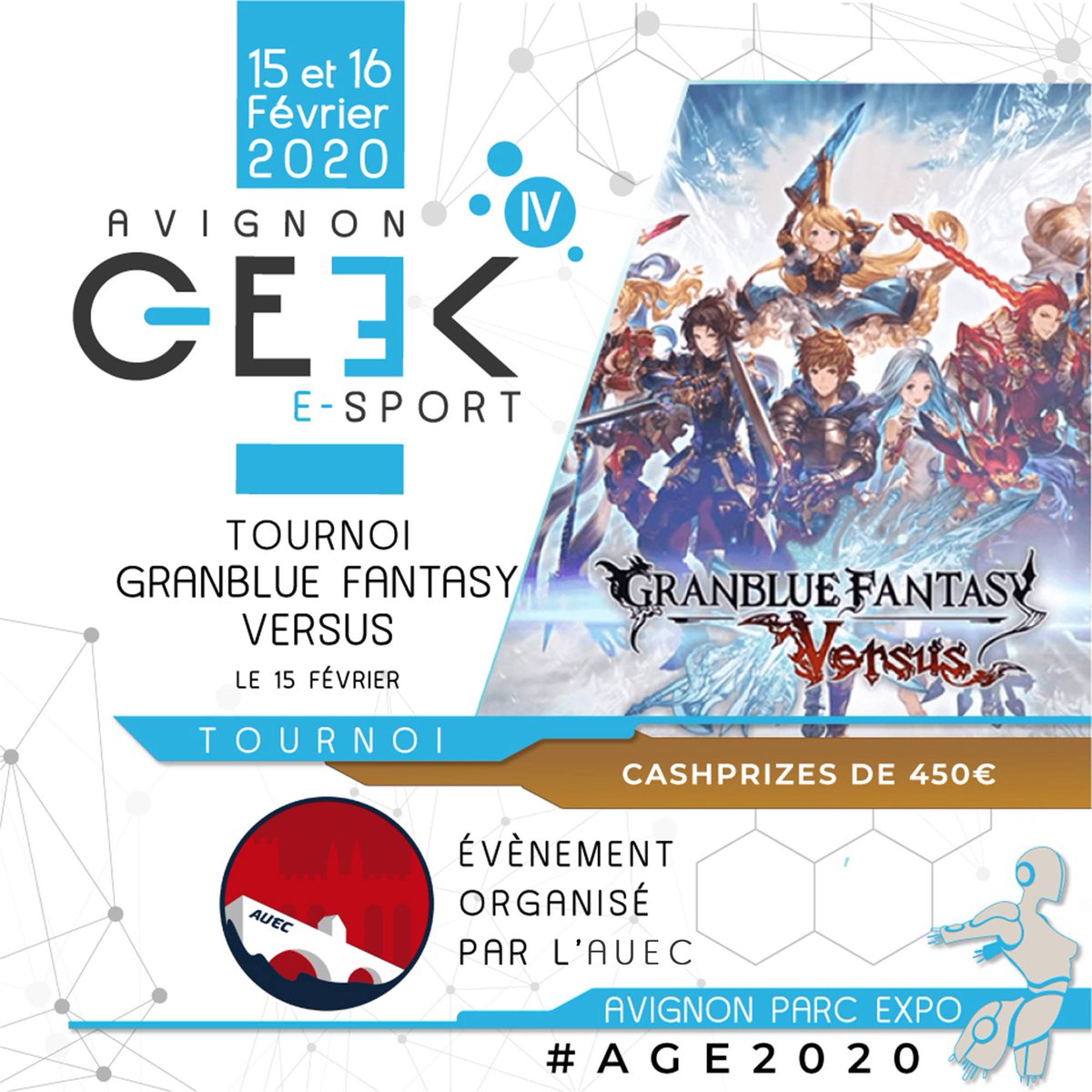 AUEsportClub's tweet photo. L'AUEC sera présente à la @GeekExpoFrance le 15 et 16 février  ! 
Des tournois smash et aussi un tournoi GranBlue Versus avec du CashPriz  ! 
On espère vous voir nombreux  !! 

https://t.co/Fg2GbVpaEr

#SmashBrosUltimate  #GBVS https://t.co/xDCDfgQda4