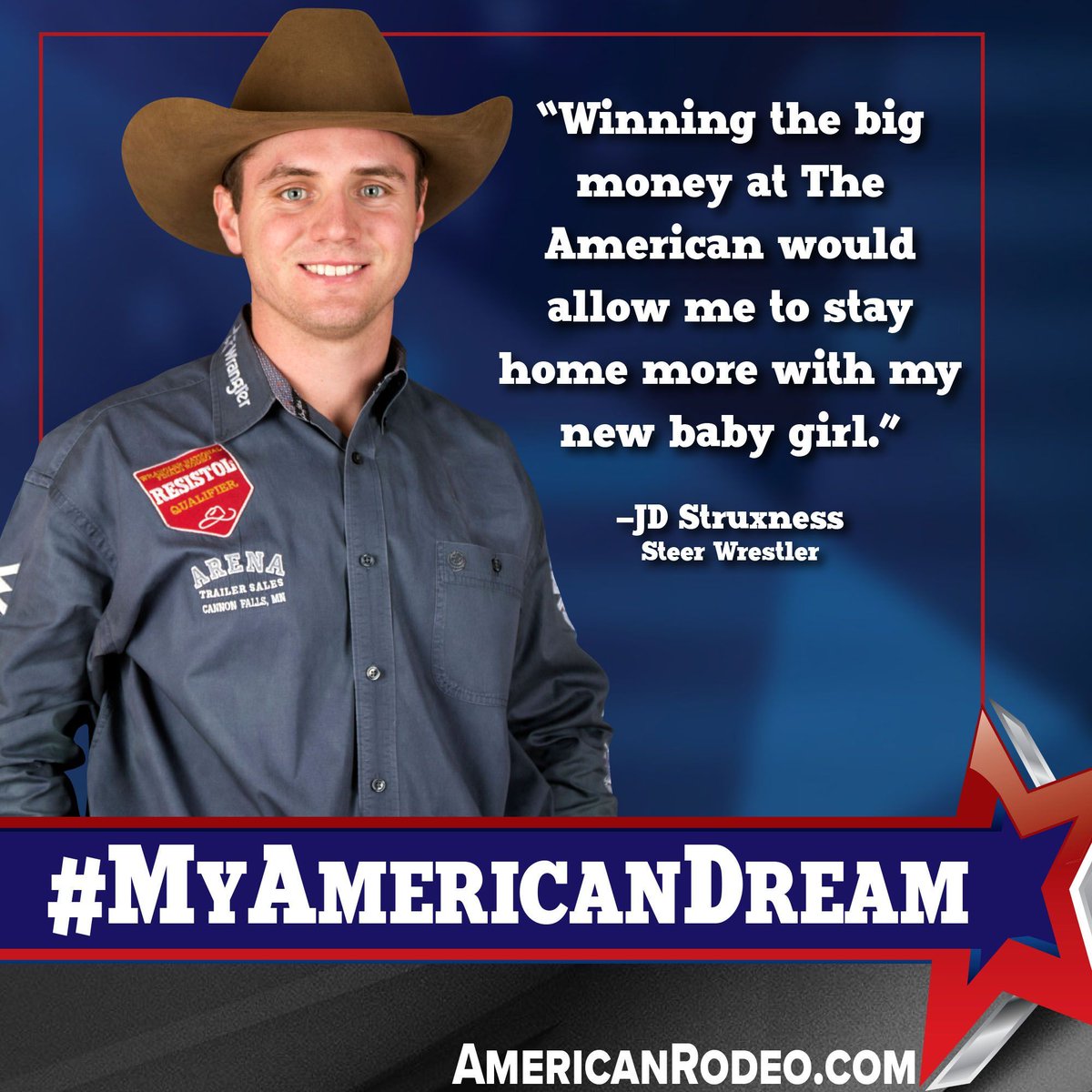 TheAmericanTR's tweet photo. #MyAmericanDream: JD Struxness
#TheAmerican | #LifeChangingRodeo https://t.co/RreNE8LLwb