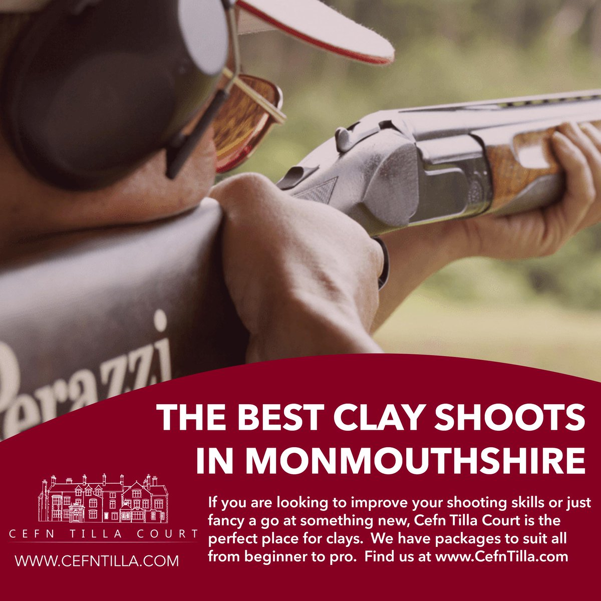 It's a New Year so why not learn something new and have fun at the same time?

Cefn Tilla Clays at Cefn Tilla Court is the best fun you can have in the Monmouthshire Countryside.

It doesn't matter if you are a seasoned pro or new to shooting our experienced team will help yo...