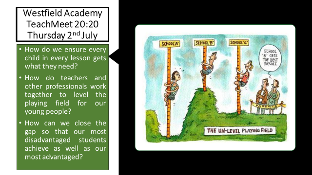 Westfield_Acad's tweet photo. Following on from the brilliant #F2FTM we are pleased to announce #TeachMeet2020 - levelling the playing field.
Email teachmeet@westfieldacademy for further details. https://t.co/a3VxFHuGBK