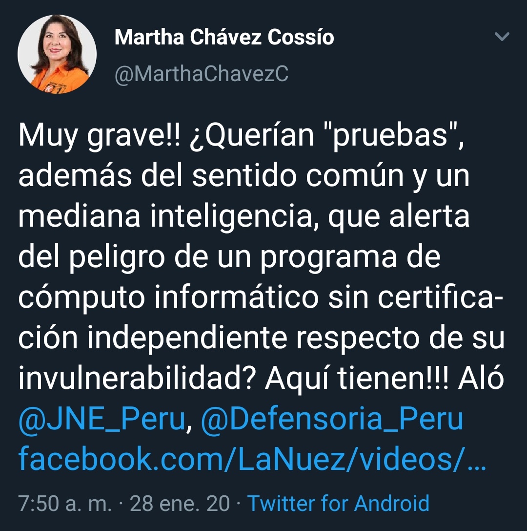 FREPAP1989's tweet photo. El tweet de la señora @MarthaChavezC para los que no pueden ver a qué nos referimos. https://t.co/G7HefG0kSV