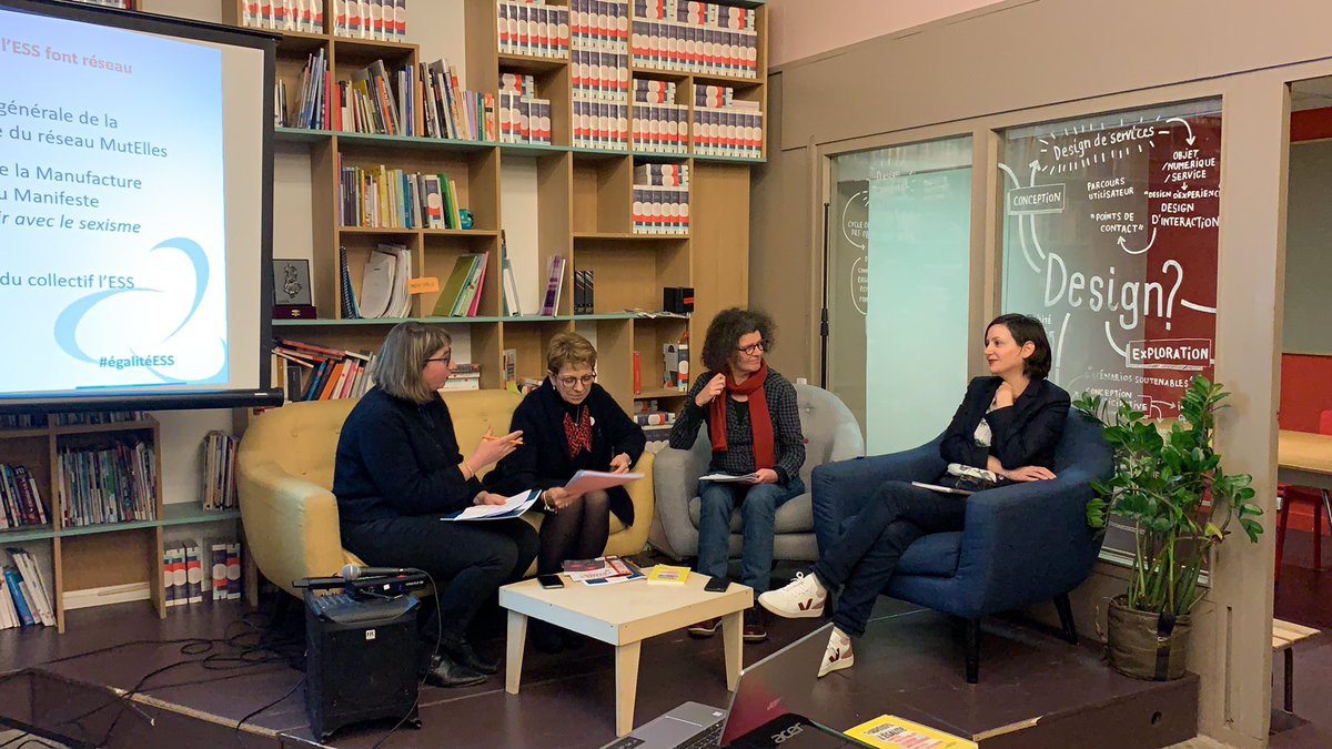 MutElles's tweet photo. Table ronde sur les femmes qui font réseau dans l’ESS avec @DomimutJoseph , Catherine Bodet de la Manufacture coopérative et Lucie Groussin du collectif l’ESS inspirantes #egaliteESS https://t.co/0PLziYuyrD