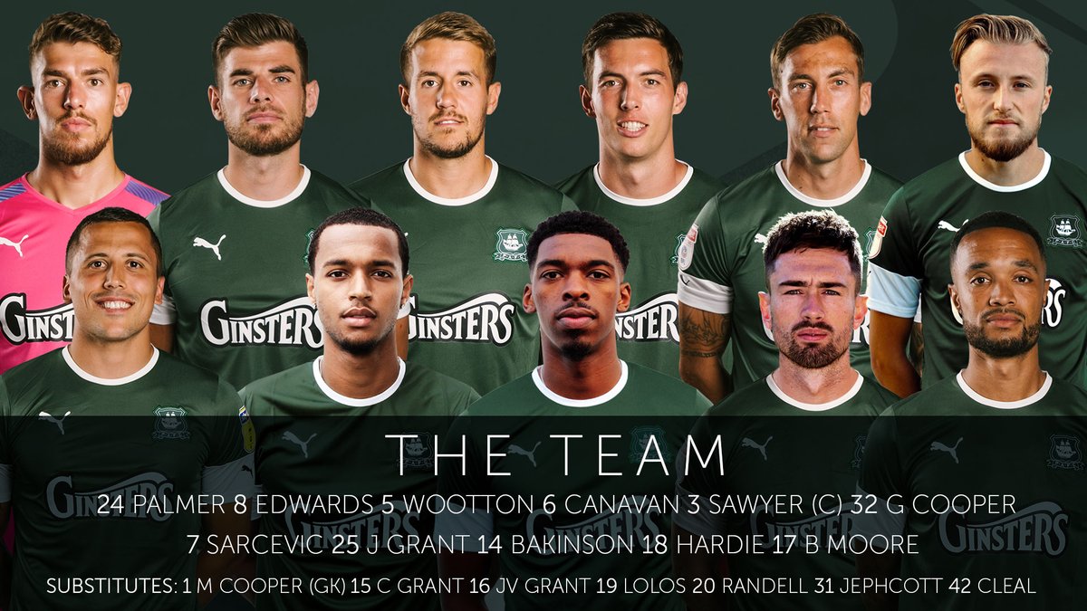 How the lads line-up against <a href="/crawleytown/">Crawley Town FC</a> in <a href="/SkyBetLeagueTwo/">Sky Bet League Two</a> at <a href="/homeparkstadium/">Home Park</a> this afternoon...

One change.

A first <a href="/homeparkstadium/">Home Park</a> start for <a href="/Ryanhardie9/">Ryan Hardie</a>, Pilgrim number 1,108.

Scholar Jarvis Cleal on the bench.

#pafc