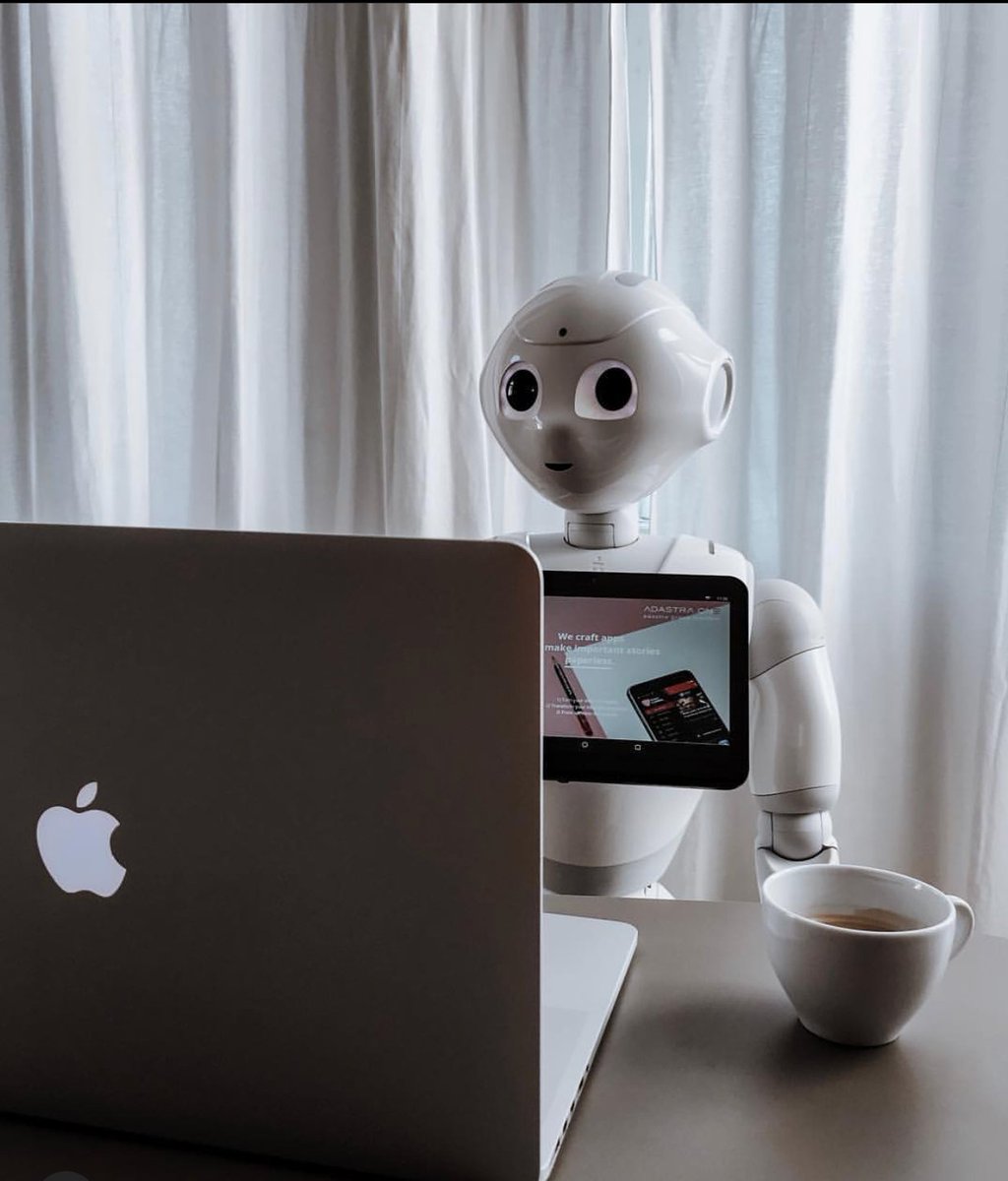 AdastraD's tweet photo. Watching itself on AdastraDigital's social like...
Pepper believes AR and AI is the future and wants your business to go paperless. 
Do you agree? 
#AI #AR #MobileApp #Software #softwaredevelopment #DigitalTransformation #innovation https://t.co/GeoN6dukRh