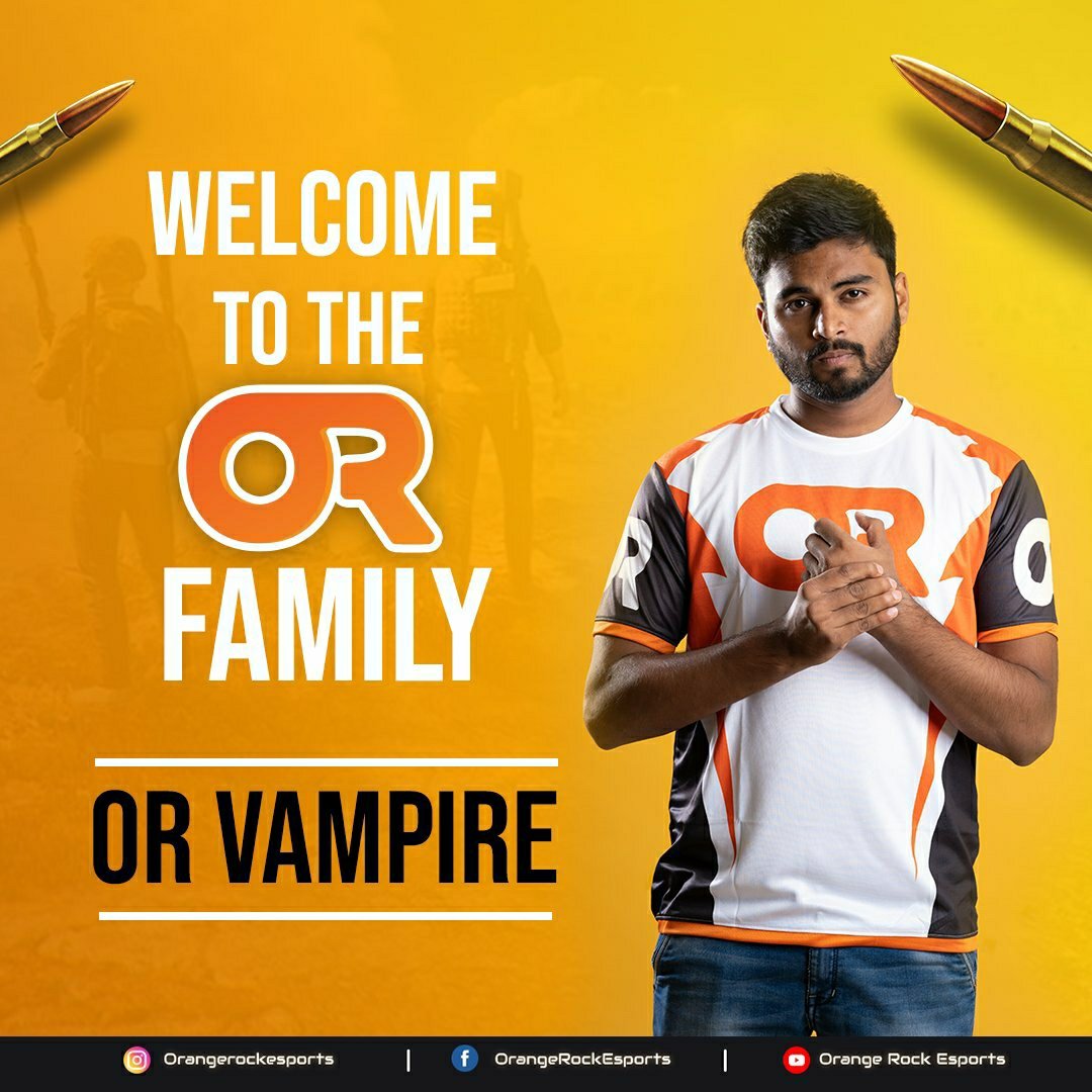OREsportteam's tweet photo. We are super excited to have OR Vampire as a part of our Orange Rock Family!
#orangerockesports #orsquad #orforever
#pubg #pubgmobile_in #gaming #game #pubgm #pubgmobileindia #memes #twitch #pubgindia #gamers #follow #meme #newedition #esports https://t.co/ZVGCZ7EXdz