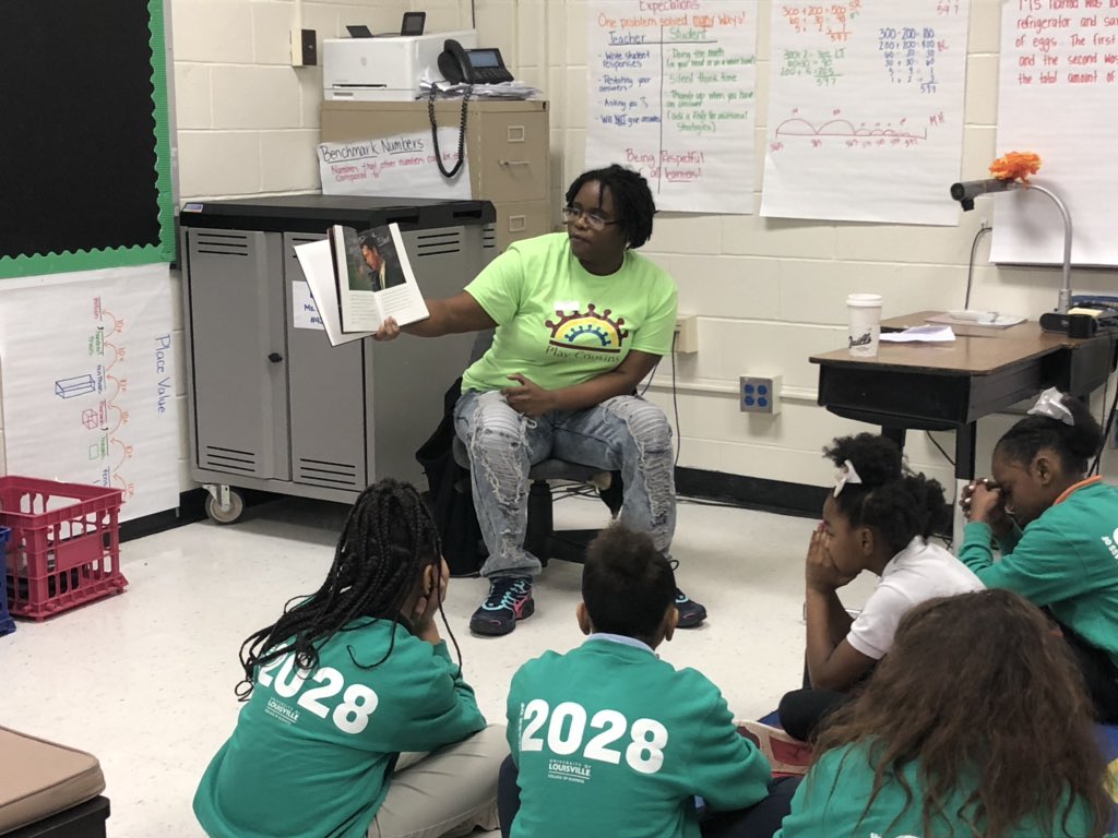 MrsJacksonAP's tweet photo. Morning meeting in @harrodin4th class with #playcousinscollective volunteer reading about Malcom X to learn about our #habitofmind of the week, Remaining Open to Continuous Learning. @portlandjcps @GroggSanders @BaumerPES #PortlandGrows https://t.co/FdEwy5bHTX